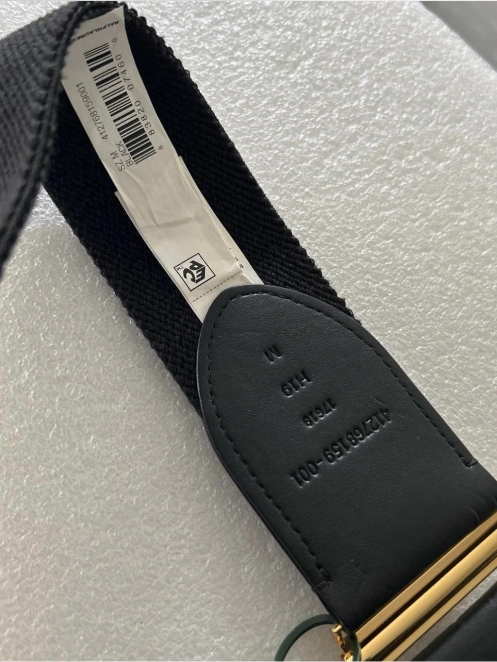 Ralph Lauren Black Elastic Belt with Gold-Tone Buckle